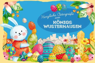 Produktbild von vianmo Holzschild 12x18 cm Ostergrüße KÖNIGS WUSTERHAUSEN