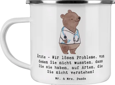 Produktbild von Mr. & Mrs. Panda Pott Arzt Probleme Lösen - Weiß - Geschenk, Handgefertigt, Berufsprodukte, Motivtasse, Hausarzt, Beruf, personalisierte Geschenke, ‚Herr und Frau Panda‘