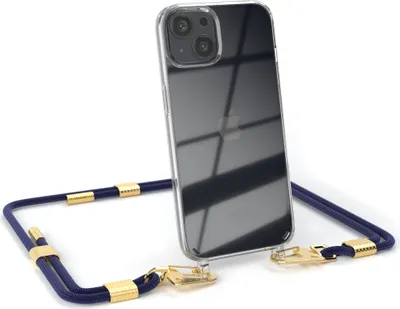 Produktbild von EAZY CASE Handykette für Apple iPhone 13, Transparente Silikonhülle mit Band, Clear Case, abnehmbar in  Blau