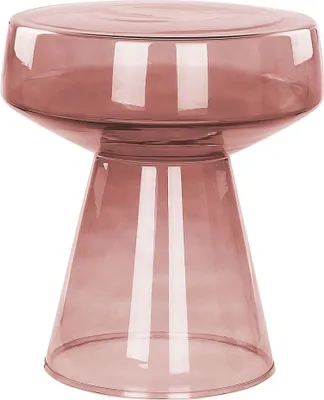 Produktbild von BELIANI Beistelltisch Rot Rauchglas Glänzend Hoch Rund 37 cm T-Form Pilzform Konisch Retro-Stil Couchtisch für Pflanzen Wohnzimmer Ausstattung