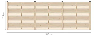 Image de Clôture lamellée, brise-vue, clôture de jardin, aspect naturel, 3 éléments, dimensions 567 x 186 cm, ensemble complet