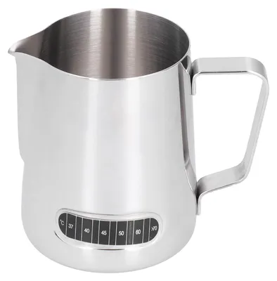 Produktbild von Milchaufschäumkrug - 600 ml Fassungsvermögen aus Edelstahl - Barista-Zubehör für Kaffeezubereitung - Silber