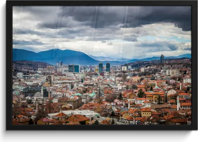 Produktbild von MuchoWow® MuchoWow® Gerahmtes Poster Wolkendecke über Sarajevo Bosnien und Herzegowina 60x40 cm - Poster mit zchwarzem Bilderrahmen - Printing - Wanddeko Schlafzimmer