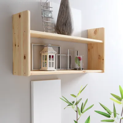 Produktbild von Wandregal Kiefer massiv natur lackiert verschiedene Größen, Größe:B90 / H45 / T20 cm