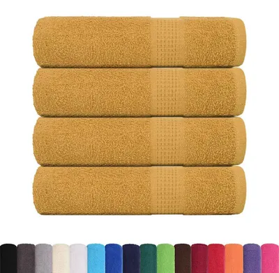 Image de vidaXL Serviettes de bain FROGN, lot de 4, dorées, 100 x 150 cm, 360 g/m²