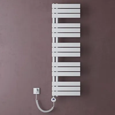 Immagine prodotto di doporro Scaldasalviette Elettrico Bagno con Termostato Digitale e Funzione Timer 131x40cm 1000W Bianco, Termoarredo Elettrico Temperatura Regolabile, Radiatore da Parete Verticale - FN