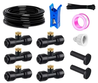 Nebelsystem 10 m Schlauch + 6 Düsen für Terrasse & Garten