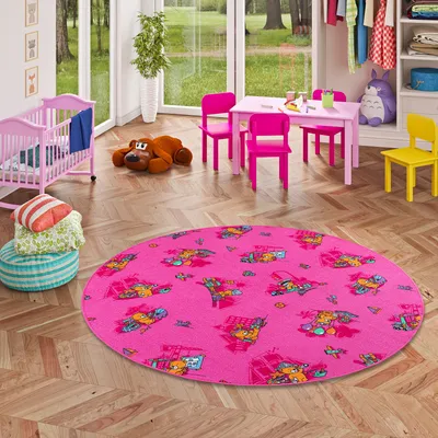 Produktbild von Kinder Spielteppich Bärenwelt Pink Rund in 7 Größen, Größe:400 cm Rund