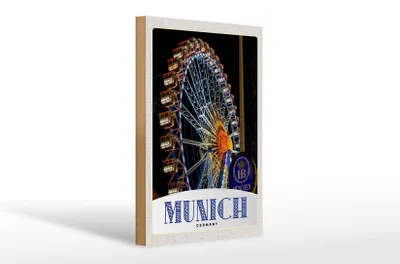 Produktbild von Holzschild Reise 20x30cm München  Riesenrad Kirmes