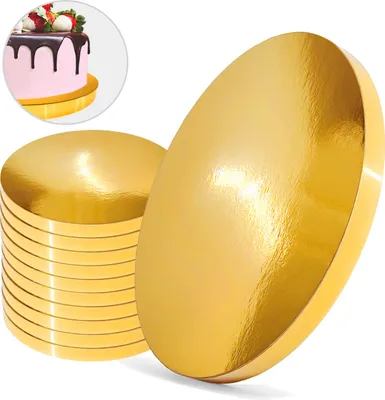 Produktbild von Cake Board Base Gold 34 cm 2 cm Set 10 Stück Cake Drum Rund Premium Brand4Cake