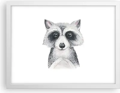 Produktbild von Gerahmtes Poster - Weißer Rahmen - Waschbär Bild Kinder - 40x30 cm - Wand Bild - Wanddeko - Wandbilder - Kunstposter - Wandposter - Bilderrahmen - Bilder - Kunstdruck - P2WAA40x30-4607
