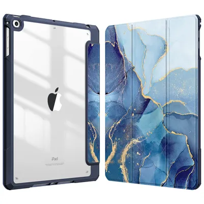 Produktbild von Fintie Hybrid Hülle mit Stifthalter für iPad 6. Generation 2018/ iPad 5. Gen 2017/ iPad Air 2/ iPad Air 9.7" - Stoßfeste Schutzhülle mit transparenter Hartschale auf der Rückseite, Ozean