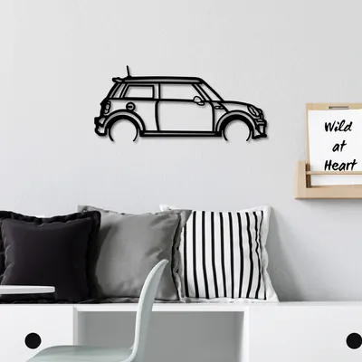 Produktbild von Wallity, Mini Cooper, Dekoratives Wandaccessoire aus Metall, Schwarz, 100 % METALL, 73 x 33 cm