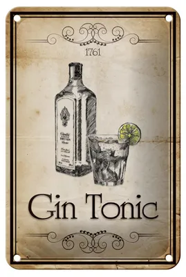 Produktbild von Blechschild Alkohol 12x18cm 1761 Gin tonic Retro