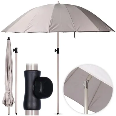 Obrázok produktu pre Záhradný slnečník – výškovo nastaviteľný – 190 cm – sivý