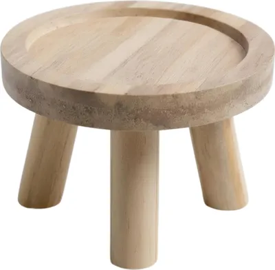 Produktbild von Holz Blumenhocker mit drei Beinen - ca. Ø 20 cm x 15 cm Pflanzen Hocker natur