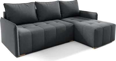 Produktbild von Ecksofa GREND, Eckcouch in L-Form mit Schlaffunktion und Bettkasten, Farbe: Dunkelgrau, Ottomane rechts, Veloursstoff