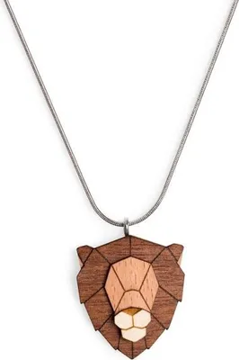 Image de BeWooden Pendentif en bois pour femmes Pendentif Lion