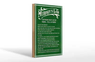 Produktbild von Holzschild Spruch 20x30cm Murphy's Law Anything That Can