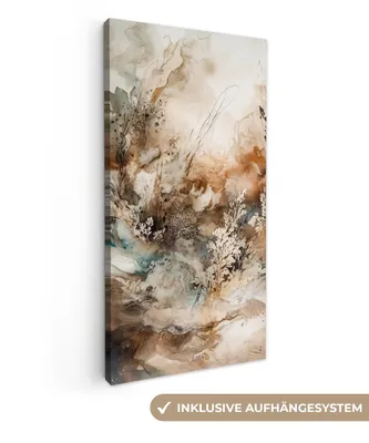 Obrázek produktu pro OneMillionCanvasses® - Obrazy na plátně - Abstraktní - Béžová - Barva - Umění - Příroda - Květiny, Nástěnné umění, Nástěnné dekorace Obývací pokoj, 20x40cm