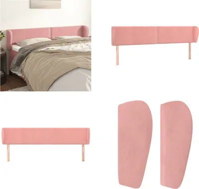 Produktbild von vidaXL Kopfteil mit Ohren Rosa 203x23x78/88 cm Samt - Kopfteil - Kopfteile - Bett-Kopfteil - Bettkopfteil