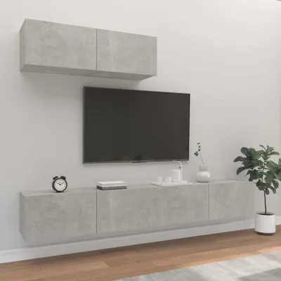 Produktbild von The Living Store 3-tlg. TV-Schrank-Set Betongrau Holzwerkstoff