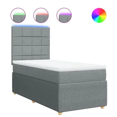 Produktbild von Boxspringbett mit Matratze Hellgrau 80x200 cm Stoff