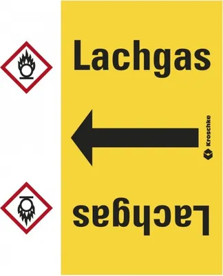 Produktbild von Dreifke® Rohrleitungsband Lachgas, praxisbewährt, ab Ø 50mm, gelb/schwarz, 33...