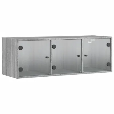 Produktbild von vidaXL Wandschrank mit Glastüren Grau Sonoma 102x37x35 cm