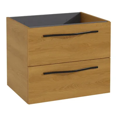 Produktbild von Waschbeckenunterschrank PILAR mit 2 große Schubladen Eiche Karmel 60x50x46 cm Badmöbel Badezimmer
