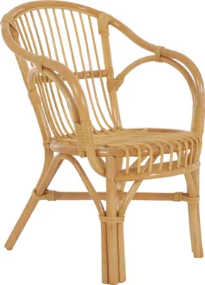 Zdjęcie produktu dla KRINES HOME Klasyczny fotel wiklinowy w stylu skandynawskim / fotel wiklinowy wykonany z naturalnego rattanu (miodowy)
