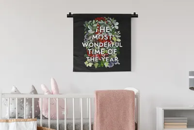 Produktbild von MuchoWow® Wandteppich Wandbehang Weihnachten - Zitat - Pflanzen 60x60 cm Tapisserie Dekoration Wandtuch - Dekorationen - Wand Decke