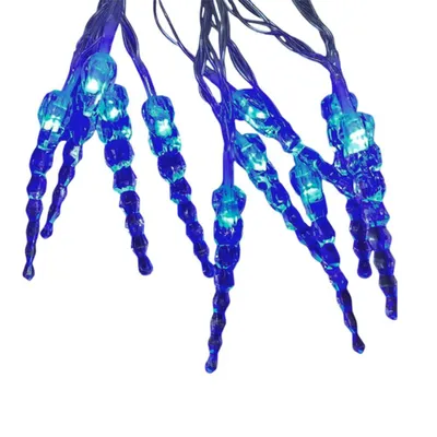 Produktbild von LED Lichterkette Eiszapfen 10 flammig batteriebetrieben Weihnachtsbeleuchtung : Blau