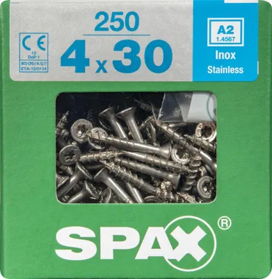 Produktbild von Spax Universalschrauben 4.0 x 30 mm TX 20 - 250 Stück Edelstahl
