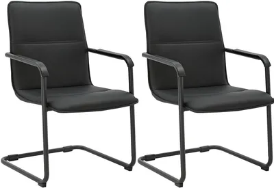 Produktbild von CLP 2er Set Freischwinger Seattle Kunstlederbezug mit Armlehnen und Bodenschonern schwarz/schwarz