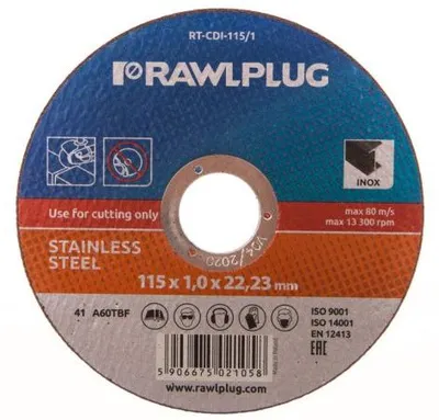 Productafbeelding van Rawlplug Korund schijf voor het zagen en slijpen van roestvast staal, 115 mm