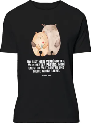 Produktbild von Mr. & Mrs. Panda Größe XL T-Shirt Bären Liebe - Schwarz - Geschenk, Bär, Kuscheln, Shirt, Liebesbeweis, Hochzeit, Freundin, Verheiratet, Verknallt, mit Spruch, Tshirt