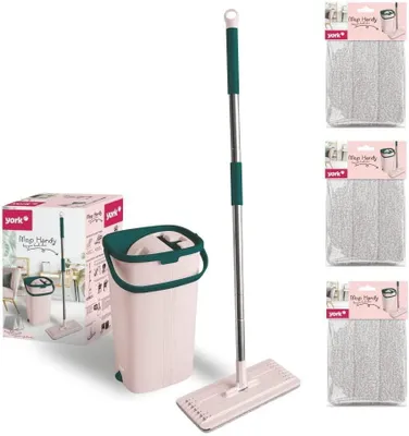 Immagine prodotto di Set per la pulizia a secco York, completo di secchio e sistema di strizzatura, con panno in microfibra