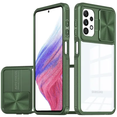 Immagine prodotto di Custodia Galaxy A52, Custodia ibrida in TPU trasparente con copertura scorrevole per fotocamera Samsung Galaxy A52 5G/A52s 5G verde
