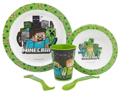 Produktbild von Minecraft Plastik Geschirr Set 5-Teile Kunststoffset für Kinder