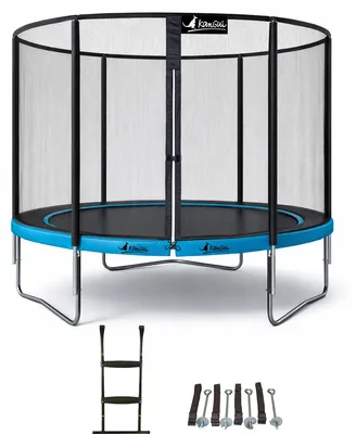 Image de KANGUI Trampoline de jardin rond 305 cm + filet de sécurité + échelle + kit ancrage - PUNCHI Bleu 300