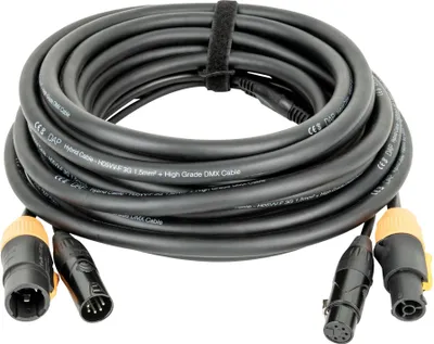 Image de DAP FP23 Hybrid Cable - Power Pro True & 5-pin XLR - DMX / Power 15 m - gaine noire