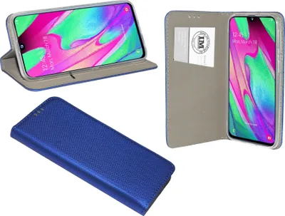 Zdjęcie produktu dla Etui książkowe "Smart" kompatybilne z telefonem komórkowym SAMSUNG GALAXY A40 (A405F) etui portfelowe z funkcją podstawki, miejsce na karty niebieski