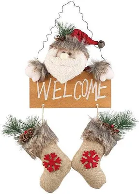 Produktbild von Weihnachtsmann-Tür-Dekoration mit "Welcome"-Schriftzug, zum Aufhängen