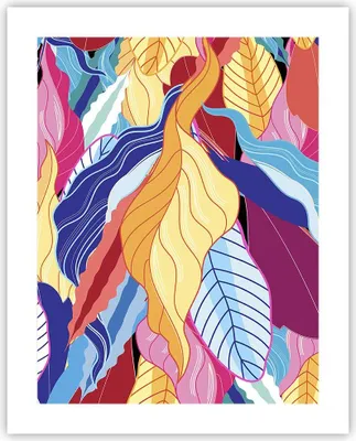 Produktbild von Poster - Poster ohne Rahmen - Muster Blätter bunt - 40x50 cm - Wand Bild - Wanddeko - Wandbilder - Kunstposter - Wandposter - Bilder - Kunstdruck - Wanddekoration - Wandbild - P2XPA40x50-4269
