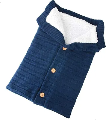 Produktbild von Baby Schlafsack für Kinderwagen Gestrickt Schlafsack Süße Samt Warme Tasche Pucksack Stricken Wickeln Abnehmbare Ärmel Strick Decke Schlafsack Swaddle für Babys Neugeboren