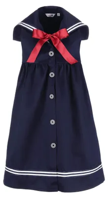 Produktbild von modAS Kinder Matrosenkleid ärmellos - Maritimes Kleid mit großem Kragen in Marine Größe 128