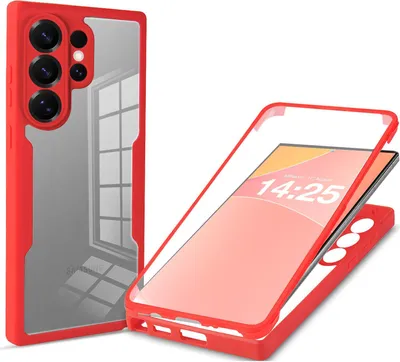 Produktbild von 360 Grad Rundum Schutz Handyhülle für Samsung Galaxy S26 Ultra Full Cover Vollschutz Case Farbe: Rot