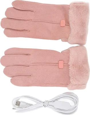 Obrázek produktu pro Růžové vyhřívané rukavice USB, ohřívač rukou, dotykový displej, nastavitelná teplota pro ženy, lyžování, turistika, jízda na koni