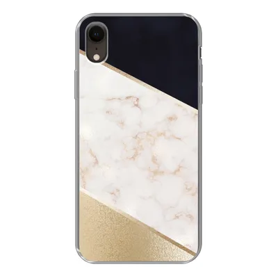 Produktbild von MuchoWow® Handyhülle Schutzhülle Hülle für iPhone XR Marmor - Gold - Rosa Silikon Softcase Handy Hülle - Schutzdeckel